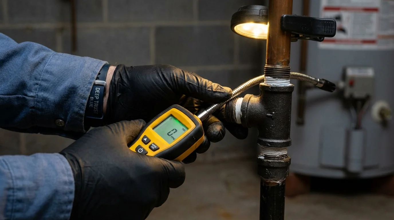 Gas leak detection with electronic sniffer by Johns Plumbing LLC in Harlem