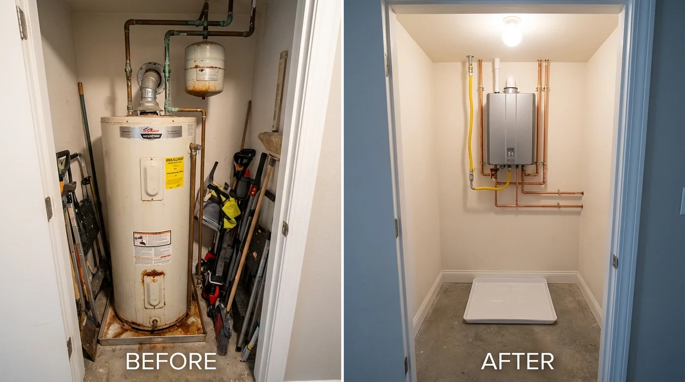 Tank water heater versus wall-mounted tankless unit comparison for Harlem, GA homeowners